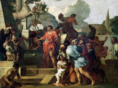 Augustus (63-14 BC) before the Tomb of Alexander III (356-323 BC) the Great by Sébastien Bourdon
